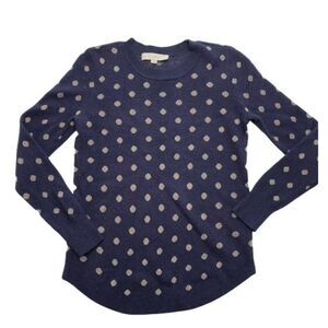 LOFT Blue Gold Crew‎ Neck Wool Blend Sweater XS